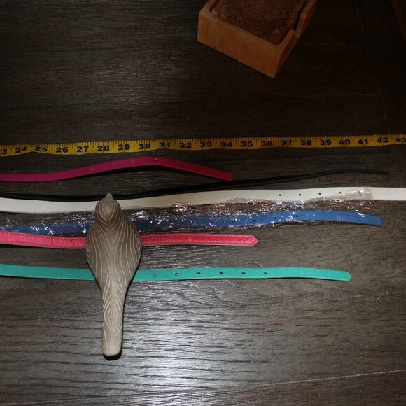 womens skinny faux leather dress belts lot of 6 - Picture 3 of 4